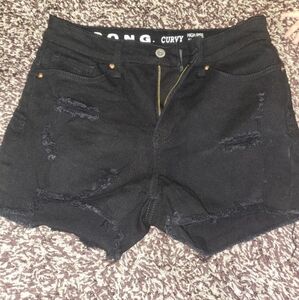 Black ripped Curvy Women's Shorts